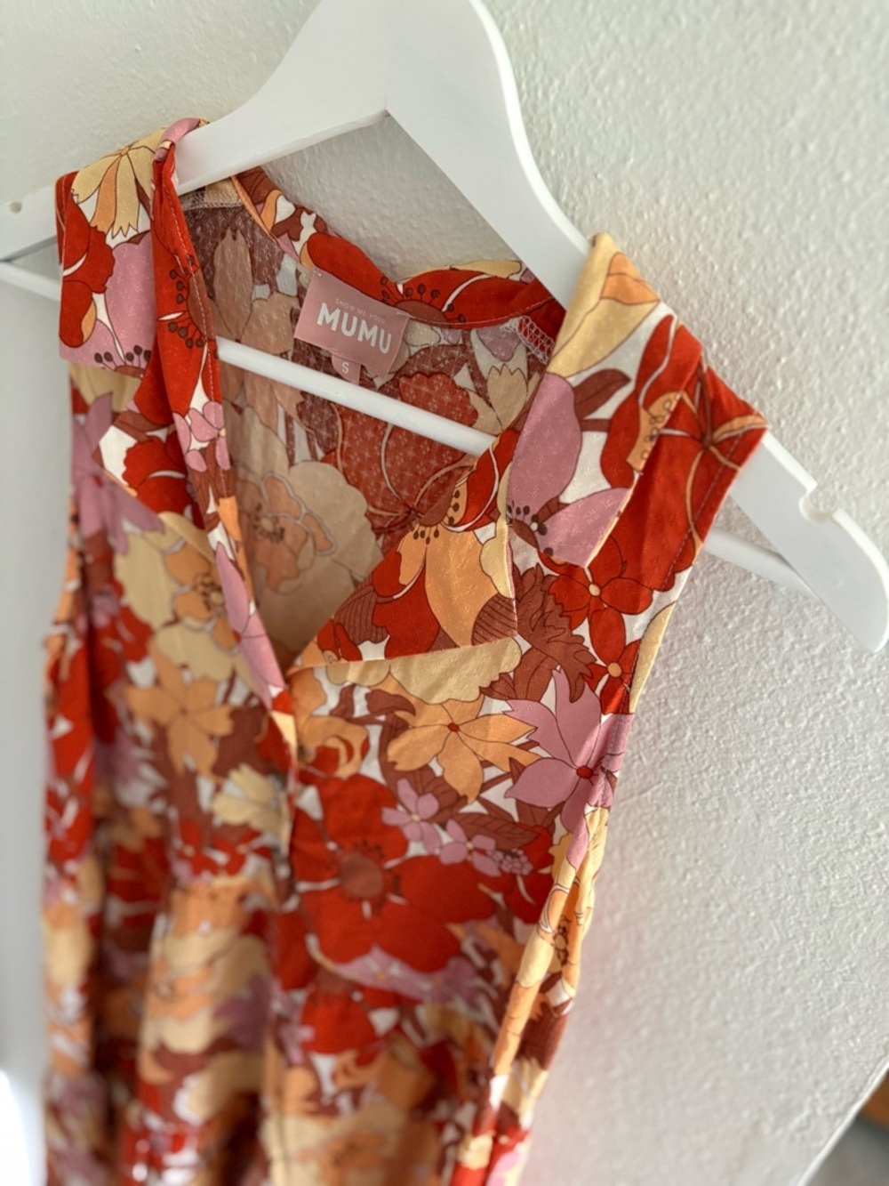 Show Me Your Mumu Orange Pink Cream Floral Tiered Dress - Picture 3 of 11